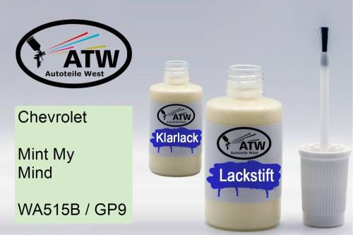 Chevrolet, Mint My Mind, WA515B / GP9: 20ml Lackstift + 20ml Klarlack - Set, von ATW Autoteile West.